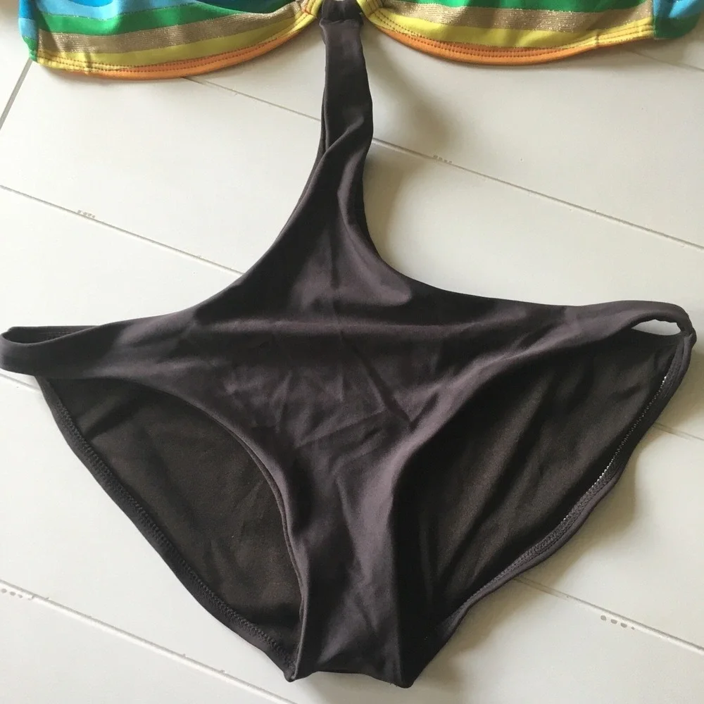 NEW Marina West Swimsuit Bikini Large Rainbow Cut Out Strapless Vacation Travel